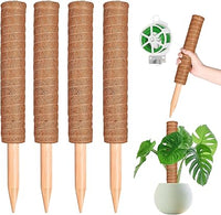 YAUNGEL 4-Pack Moss Poles for Climbing Plants (41cm Coir Totem with Twist Ties)