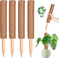 YAUNGEL 4-Pack Moss Poles for Climbing Plants (41cm Coir Totem with Twist Ties)