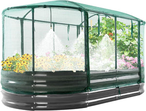 Quictent 6x3ft Galvanised Raised Garden Bed with Self-Watering & Mesh Cover