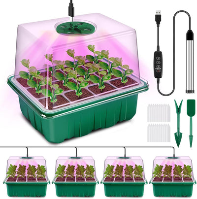 YAUNGEL Seed Trays with Grow Light (4-Pack Propagator)