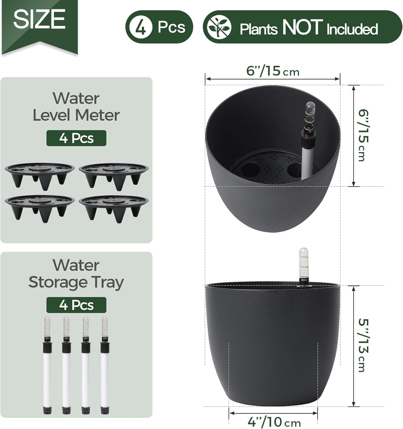 T4U 15CM Self Watering Planters (Set of 4)